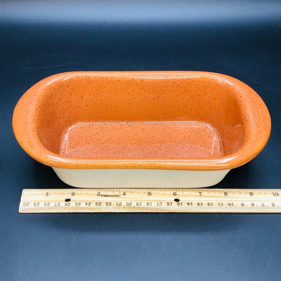 80s Bennington Potters Bread Loaf Pan, Vintage Vermont Pottery, Rusty Orange Iro - Picture 8 of 10